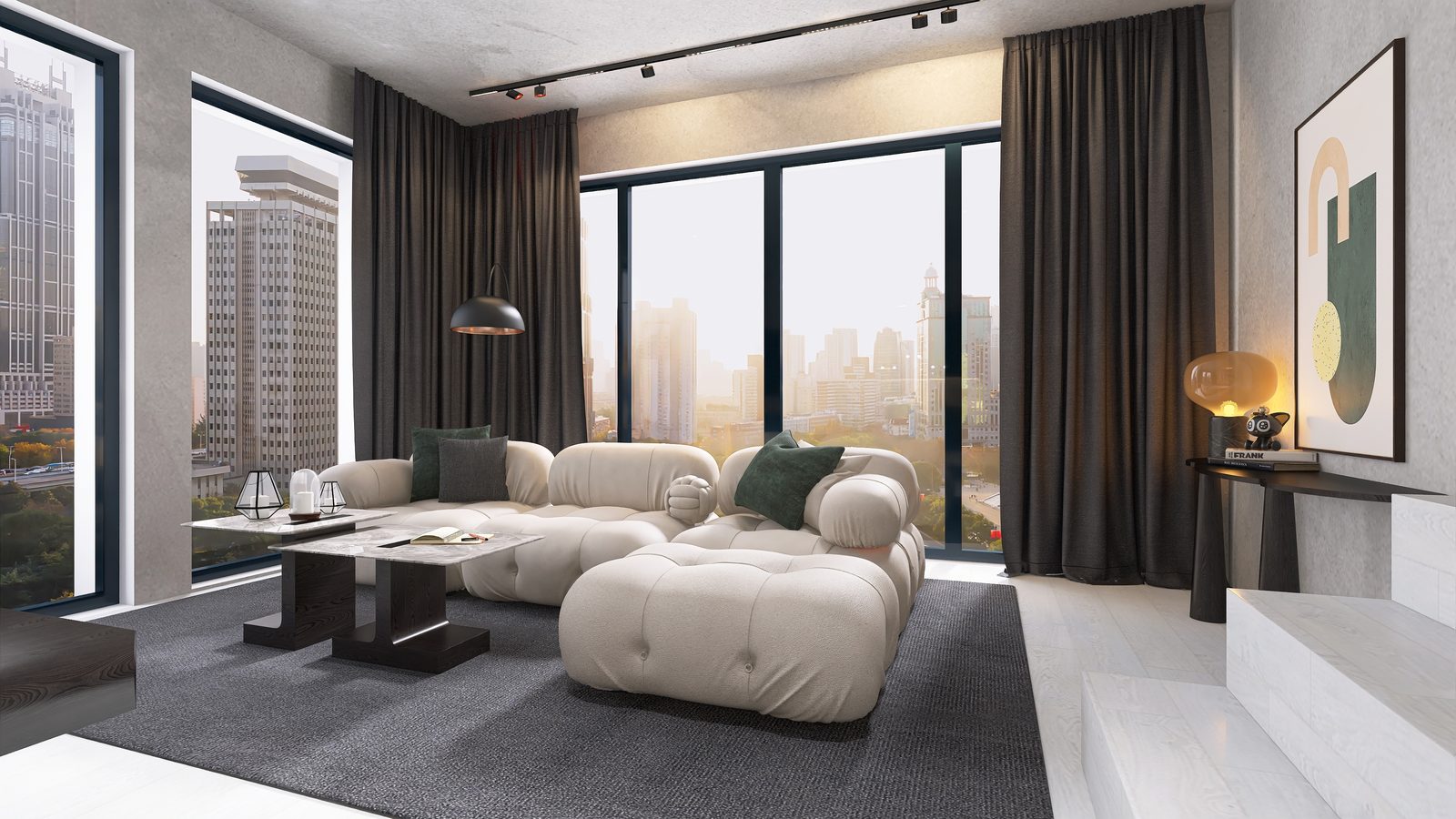 Wohnzimmer mit weichen Kurven